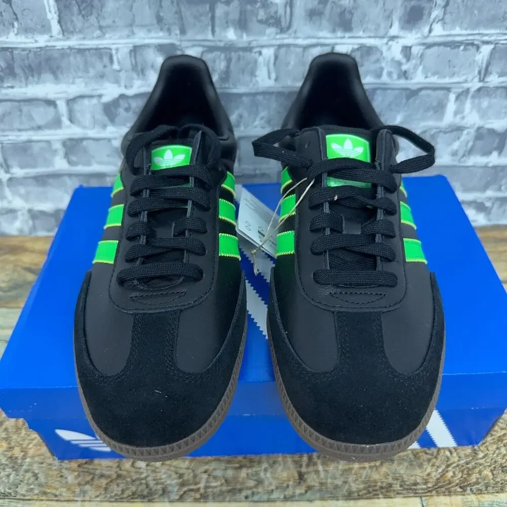 Adidas Samba OG Black Screaming Green Gum Sneakers JR0911 Mens Size 9.5 New